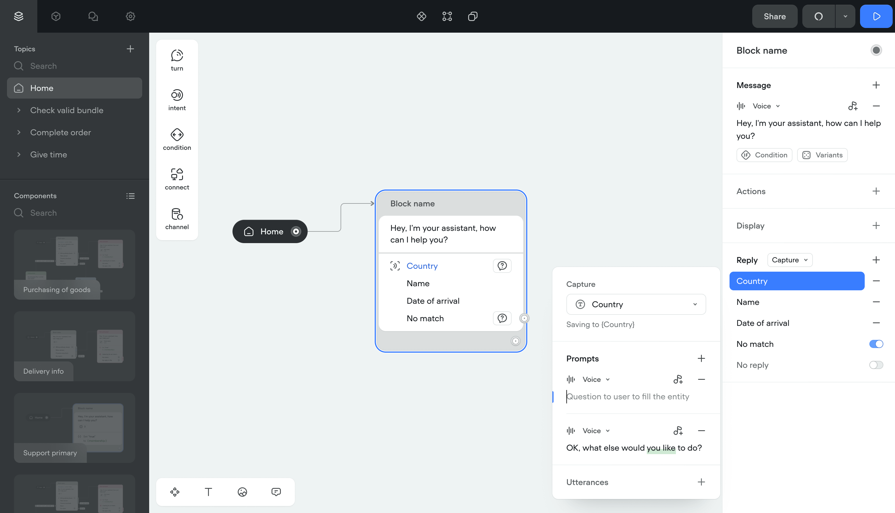 User input