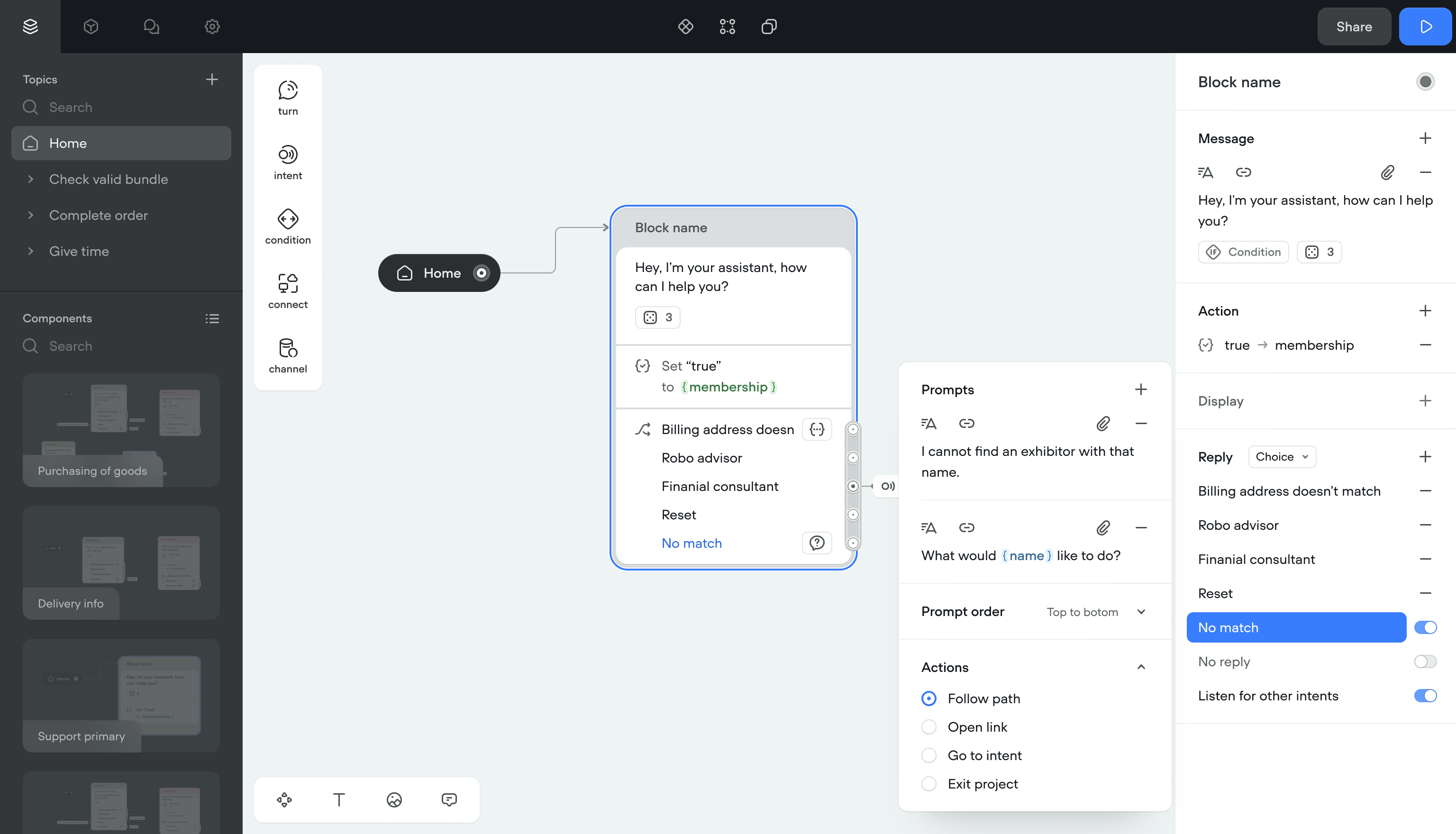 User input